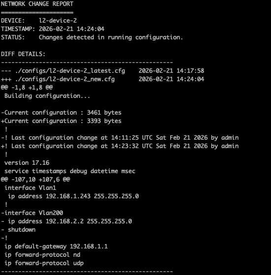Sample Change Report